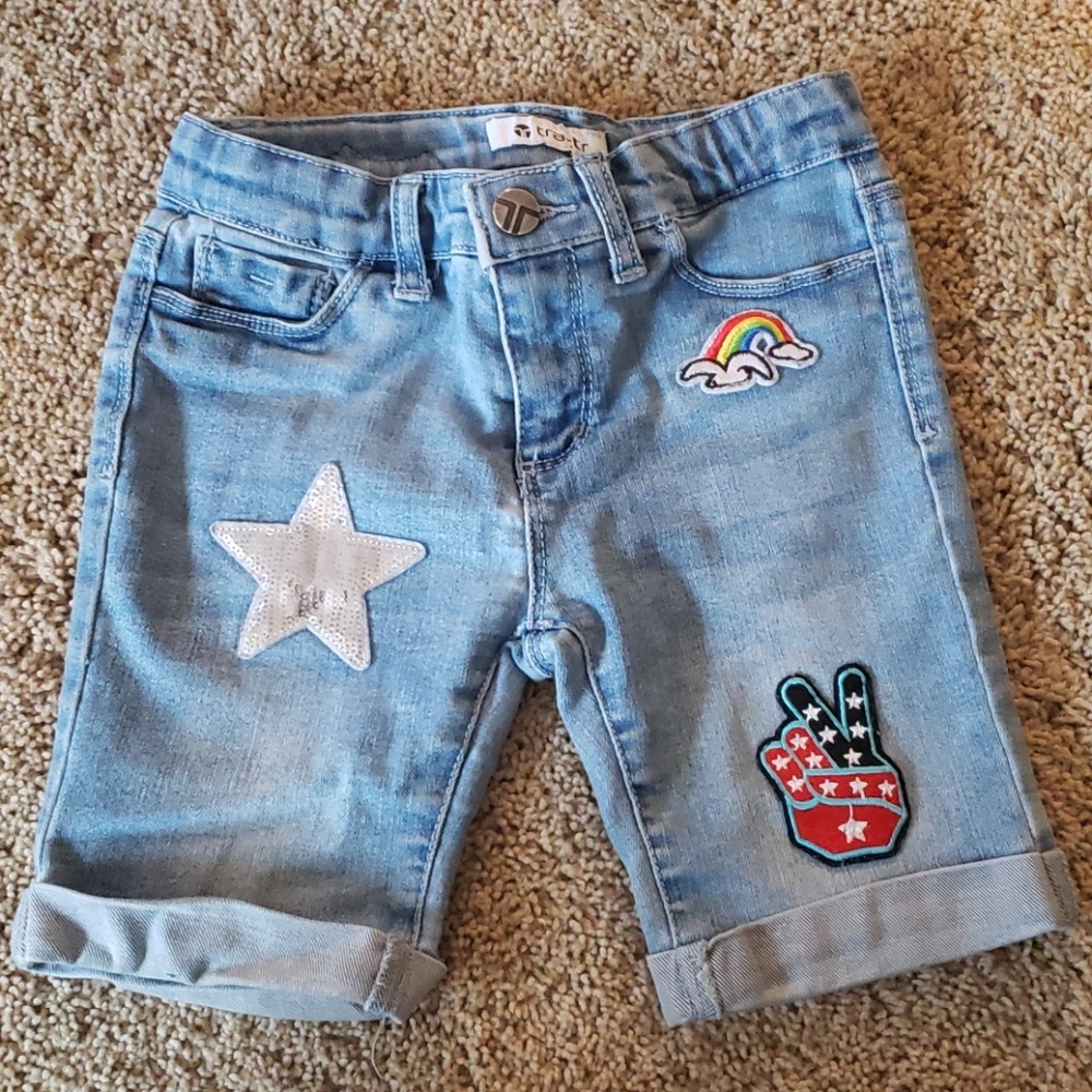 Tractr denim shorts, long length, adjustable waist